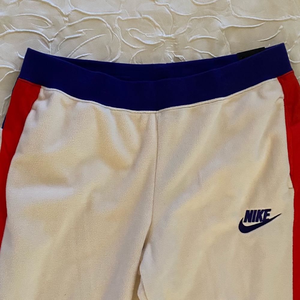 Nike Polar Fleece Stripe Red Blue Cream Joggers Sweatpants L - Picture 12 of 12